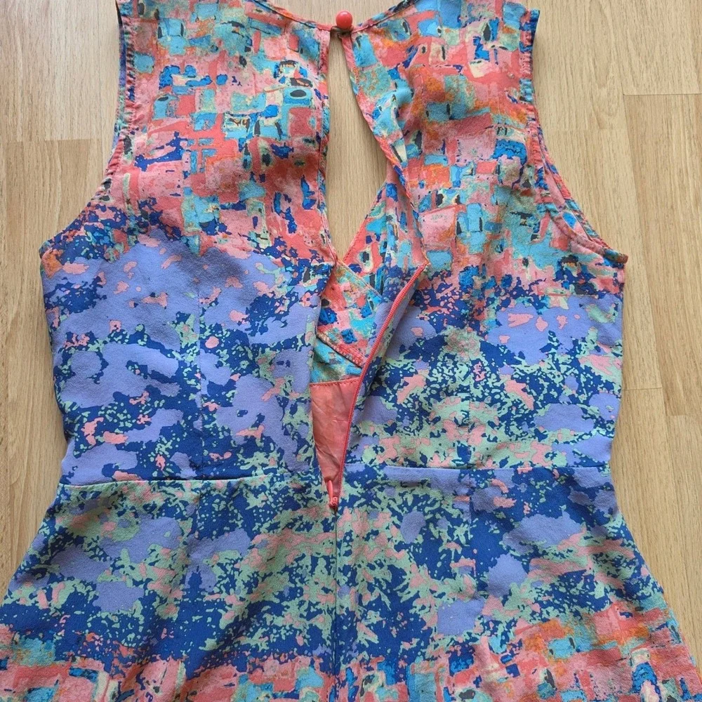 Anthropology By‎ Tracy Reese 100% Silk Abstract Print Wide Leg Jumpsuit Sz 6